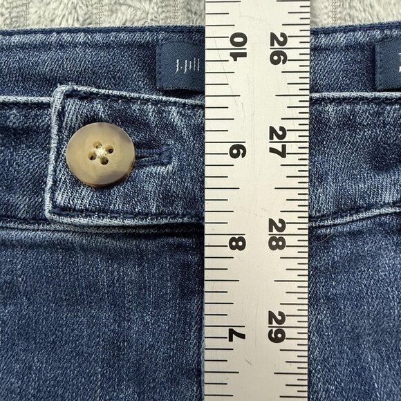 J Jill Jeans Womens 8 Wide Leg Tab Waist Cropped Blue Denim Stretch Capri Pants - Picture 8 of 9